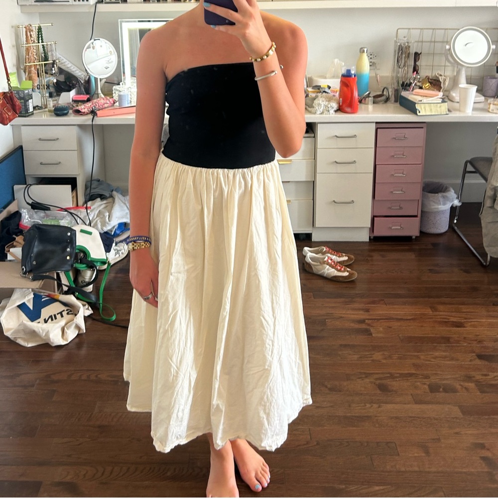 T.J.Maxx Black and Cream Maxi Dress
